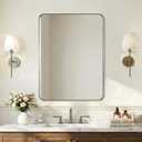 ANDY STAR Brushed Champagne Bronze Mirrors for Bathroom Sink, 24x32 Inch Bathroom Vanity Mirror with Rectangular Metal Frame-Modern Clean Design with Superior Stainless Steel Frame