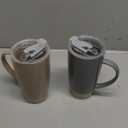 famiware Milkyway Coffee Mugs, 20oz Large Coffee Mug, Ceramic Mug Set of 2 with Lid, Cup Set with Handle for Latte, Tea, Cocoa, Milk, Home & Office, Cinnamon Brown and Dark Gray