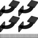 Handrail Brackets, 4 Pcs Heavy Duty Hand Rail Brackets, Black Square Base Handrail Support Hardware Brackets Wall Mounted for Staircase Stair Railing Brackets, with Screws