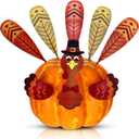 Karenhi Set of 8 Thanksgiving Wooden Pumpkin Turkey Making Kit Autumn Harvest Colorful Turkey Parts for Pumpkin Poke in DIY Decoration Home Outdoor Indoor Decor Gift