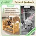 Elevated Dog Bowls, Adjustable Raised Dog Bowl Stand for Medium and Small Pet, 11" High Bamboo Pet Food Feeder with 2 Stainless Steel Dishes4 Heights