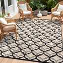 OLANLY Reversible Outdoor Rug 9x12 ft Clearance, Waterproof Outdoor Plastic Straw Rug with Interlacing Pattern, RV Mat for Patio, Camping, Balcony, Deck, Backyard, Black & Beige (9' x 12', Black & Beige)