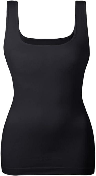 EUYZOU Women's Tummy Control Shapewear Tank Tops Seamless Square Neck Compression Tops Slimming Body Shaper Camisole Large