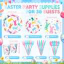 Honeydak 210 Pcs Easter Plates and Napkins Serve 30 Pastel Colorful Bunny 7" and 9" Rabbit Plates Napkins and Forks Tableware for Spring Holiday Easter Party Table Decor Supplies