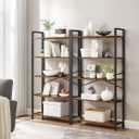 VASAGLE 5-Tier Bookshelf, Bookcase with Steel Frame, Book Shelf for Living Room, Home Office, Study, 11.8 x 26 x 60.2 Inches, Industrial Style, Rustic Brown and Ink Black ULLS061B01