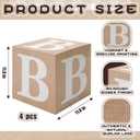 4pcs Baby Boxes with Letters with Burlap Grain,with Printed Letters for Baby Shower,Gender Reveal Party