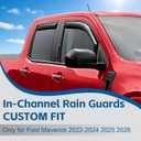 in-Channel Window Rain Guards for Ford Maverick 2022 2023 2024 2025 2026 Extra Durable Window Deflector Vent for Maverick 2025-2022 Front and Rear Window Visor Truck Vent Shades Accessories-4 PCS