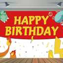 5.9x3.6ft Cartoon Birthday Backdrop Red and White Photography Backdrops for Kids Party Supplies Happy Birthday Party Decorations