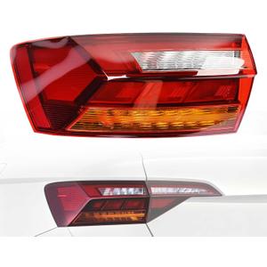 LED Tail Light Assembly W/Bulbs Left Driver Side Compatible with Volkswagen Jetta 2019 2020 2021 2022 2023, Rear Outer Brake Lamp (Black Housing, Clear/Red Lens) Replace VW2804128 17A945095A