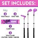 Franklin Sports Kids Golf Set - Youth Adjustable Plastic Golf Club Set - Kids Plastic Golf Set with Bag & Balls - Adjustable Length Clubs for Toddlers - Pink
