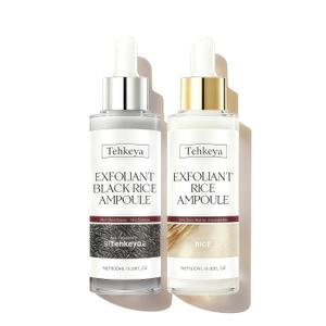 Peel Shot Glow Rice Ampoule Duo - Black & White Rice Exfoliating Facial Serum for All Skin Types, Hydrating & Brightening Treatment, 3.38 Fl Oz