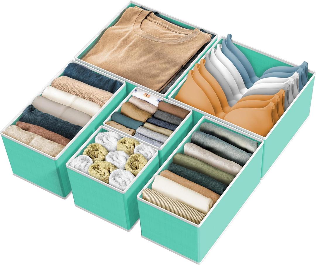 Simple Houseware Underwear Drawer Organizer for Lingerie/Undergarment/Bra/Panty/Sock/Onesie, Set of 6, Turquoise
