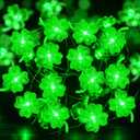 Aogist Super Bright 50LED Shamrock String Lights - 16ft St Patrick's Day 3D Clover Fairy Lights Battery Operated for Indoor/Outdoor Irish Party, Wedding, Holiday Green Decor - 1 Pack