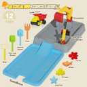 Dirt Diggers Excavator Sandbox for Kids, Toddler Construction Sand Box with Lid, Beach Toys for Outdoor Indoor Play Sensory Gifts for Boys Girls Ages 3+