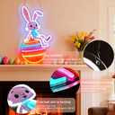 Easter Egg Neon Sign with Bunny - 17.3"x9.4" Easter Decorations LED Neon Light for Wall, USB Powered with 5-Level Dimmer, Spring Rabbit Holiday Decor for Home, Party, Kids Room