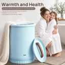 Asuka Towel Warmer, Large Towel Warmer for Bathroom with Wood Handle, 4 Delay Settings&Auto Shut Off, Towel Warmer Bucket Fits Two 40"X70" Oversized Towels, Bathrobes, Blankets, PJ's and More, Blue