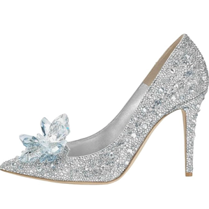 sexytag Women's Crystal Rhinestone Poined Toe Pumps Clear Stiletto High Heels, Size 8