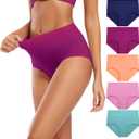 Molasus Women's Cotton Underwear High Waisted Full Coverage Ladies Panties (Regular & Plus Size) (X-Large, Multicolor-5pack-a4)