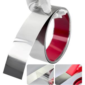 Self-Adhesive Stainless Steel Wall Trim, Flexible Molding & Wall Trim,Peel and Stick Trim and Molding Mirror Trim for Wall Ceiling, Cabinet, Door Frame Moulding (10Ft x 2inch, Silvery)
