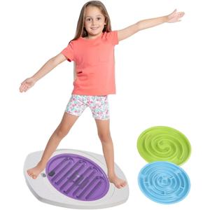 Balance Board for Kids, 20 inch Balance Board Maze with 2 Balls, 3 Replacement Labyrinth Boards, Toddler Wobble Boards for Sensory Training, Non-Slip Pedals, Max Load 130 Lbs, One Size