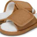 SHIBEVER Women's Slippers Fuzzy Open Toe Slip On Indoor House Shoes Comfy Bedroom Women Slippers (8.5-9.5, 71 Brown)