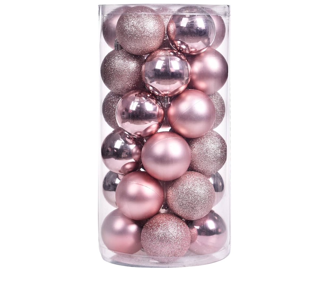 30ct Christmas Ball Ornaments, 3.15" Shatterproof Christmas Tree Decorations, Perfect Hanging Ball for Indoor/Outdoor Holiday Wedding Party Decor (Rose Gold)