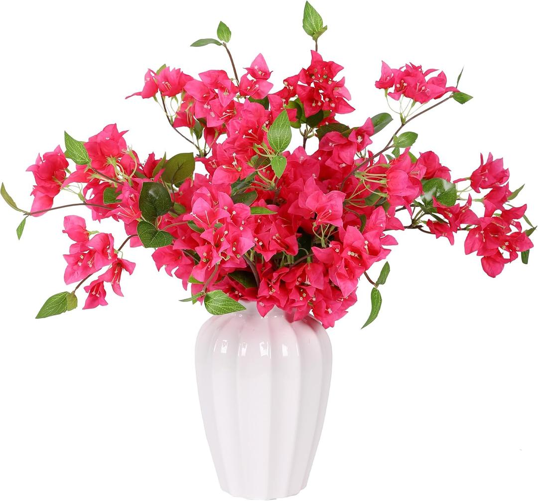 10 PCS Bougainvillea Artificial Flowers 30" Silk Fake Bougainvillea Branches Faux Flowers Vines for Home Garden Wedding Party Indoor and Outdoor Floral Arrangement and DIY Decor Rose Red