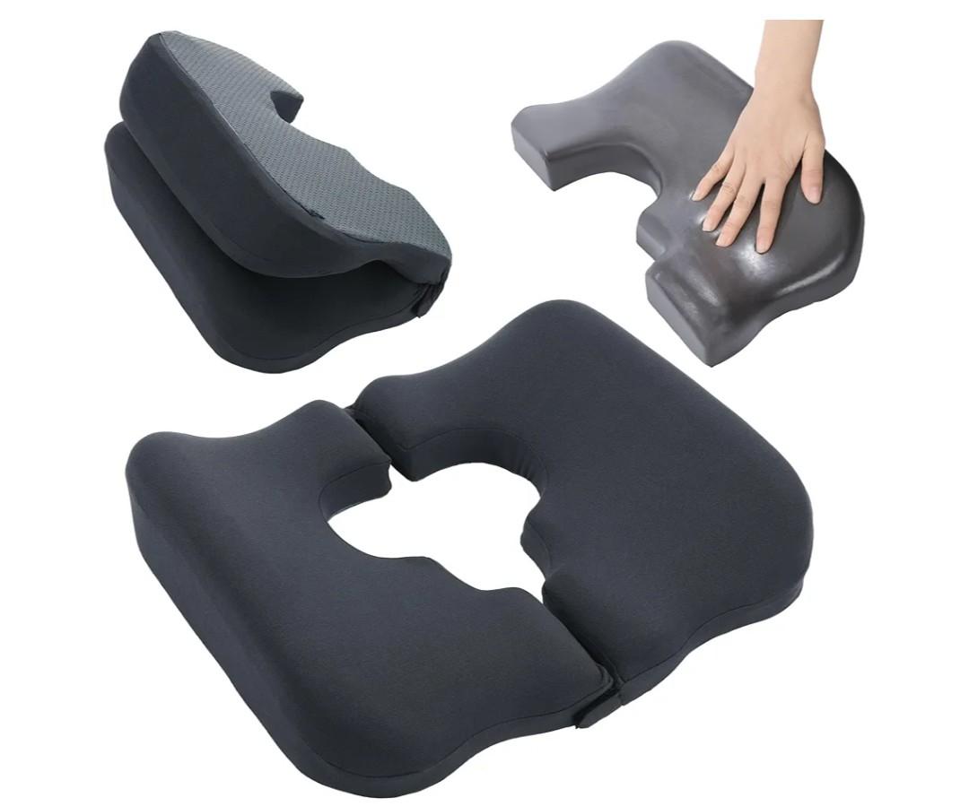 HOMBYS Memory Foam Bed Sore Cushions for Butt, Bedsore Pressure Relief Pillow for Sleeping and Sitting, Cushion for Bed Sores on Buttocks, T Shaped Opening Tailbone Pillow, Patent Pending (Dark Grey)