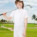 Soneven Youth Boys' Golf Shirt Performance Polo Kids Henley Button Down Athletic School Uniform Summer Short Sleeve Tops Tees (White, S)