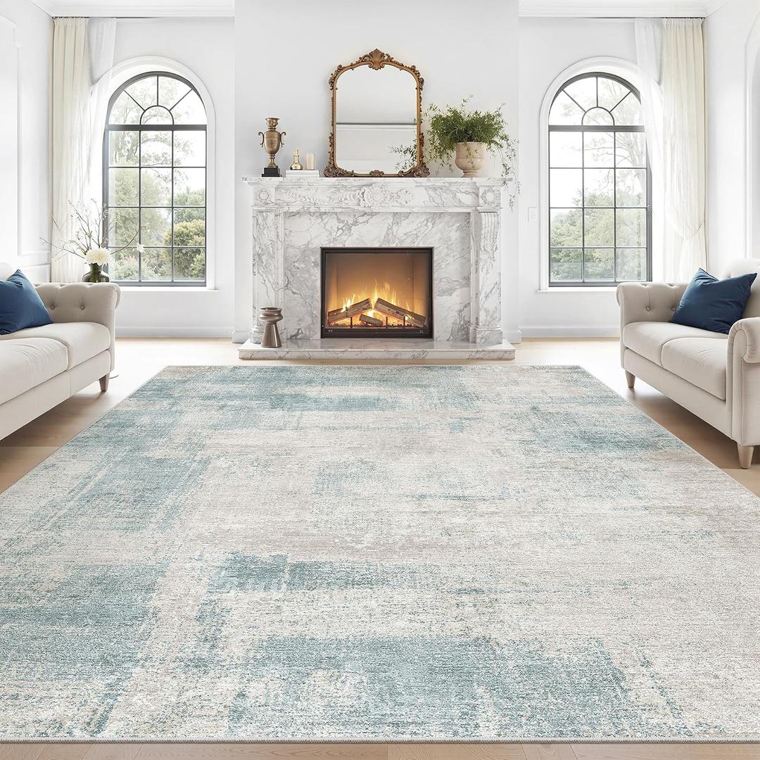 zesthome 9x12 Area Rugs for Living Room, Non-Slip Backing Washable Rug, Modern Abstract Area Rug, Stain Resistant Rugs for Bedroom, Ultra-Thin Large Area Rugs, Area Rug 9x12