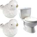 2 Pack Toilet Bolt Covers Decorative Toilet Screw Cover Caps, Duck Cute Toilet Screw Cover Caps to Hide Rusty Bolts, Ceramic Toilet Bolt Caps, Easy Installation Universal Fit for Bottom of Toilets