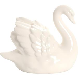 1 x Ceramic Swan Figurine - Modern Minimalist Porcelain Statue Art Decor, Knick Knacks Home Decor for Living Room, Office, Desk, Shelf Decoration (White)