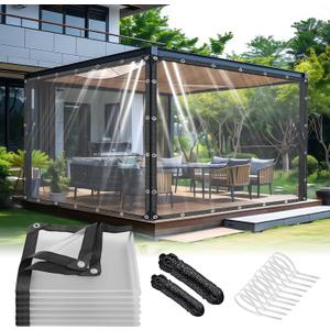 Premium Clear Vinyl Tarp 4x6 ft Tearproof Heavy Duty Clear Tarp with Rustproof Grommets Windproof Design(14 Mil) Reinforced Edges for Patio Outdoor Porch Greenhouse Chicken Coop Garden