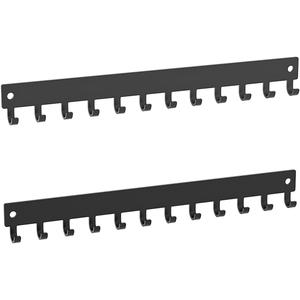 Necklace Holder Organizer Wall Mount,12 Hooks Metal Jewelry Hanger Organizer for Necklace Bracelet Chains, Black (2)