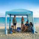 Gorich Beach Cabana with UPF50+ UV Protection, 8x8 FT/10x10 FT Beach Canopy Tent with Side Wall, Easy Setup, Windproof Portable Sun Shelter Shade for Family