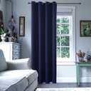 ChrisDowa Grommet Blackout Curtains for Bedroom - Thermal Insulated Room Darkening Curtains for Living Room (1 Panel Set, Navy Blue, 52W x 84L)
