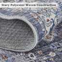 Area Rug Washable Vintage Rug Indoor Floor Cover Print Distressed Carpet Foldable Accent Rug Living Room Bedroom Dining Room, Blue, 2'x6' (Gray Blue Tone)