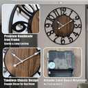 24 Inch Large Wall Clock for Living Room Bedroom Kitchen Mantel Decor, Silent Battery Operated Decorative Non Ticking Metal Round Modern Farmhouse Arabic Numerals Big Clock Wall Decor