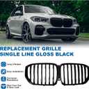 Front Grille Grill Single slats Compatible with 2019 2020 2021 2022 2023 X5 G05(Glossy Black Kidney Grill)