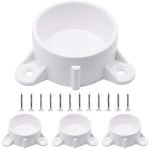 SWZHAI 4 Pcs PVC Table Leg Cap Fittings Furniture Grade Rod Holder White Screw Tab Caps with Mounting Screws(2 Inch)