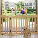 YOCAN 23.6" Tall Solid Wood Freestanding Dog Gate, 3-Panel