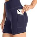 YUNOGA Womens High Waist Biker Shorts with Pockets 6"/8" Yoga Shorts Gym Workout Running Spandex Shorts, XL