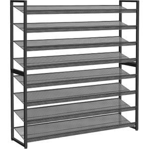 Shoe Rack, Large Metal Shoe Organizer,Max Holds 50 Pairs,8 Tier Shoe Storage Shelf for Garage,Closet,Entryway, Black