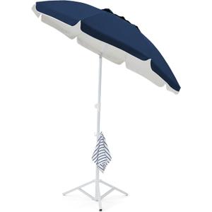 JEAREY 6.5ft Sun Shade Umbrellas, Portable Umbrella with Stand, Lightweight Sun Protection Free Standing Sport Umbrella for Outdoor Sports, Camping, Fishing, Patio, Beach, Navy