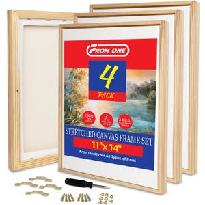 4 Pack 11 x 14 inch Floater Frame Canvas –Gallery Wrapped Canvas Set, 100% Cotton & Cottonseed Husk, Triple Primed, No Bleed, Warp Resistant for Oil and Acrylic – Ready to Hang, No Drill Needed