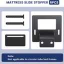 6 PCS AntiSlip Mattress Slide Stopper Grippers, Heavy Duty Metal Bed Frame Holder in Place, Keep Mattress from Sliding Gripper, Adjustable, Black
