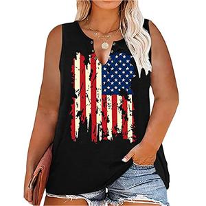 American Flag Shirts Women 4th of July Tank Tops Patriotic USA Sleeveless Graphic Tees Casual Plus Size Tops XXL