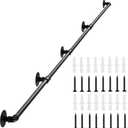 Handrail for Indoor Stairs - 16 Feet Wall Mount Industrial Iron Pipe - Metal Railing Non-Slip Grab Bar - Stairs Porch Deck Hand Rail Matte Black