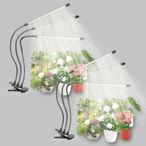 Bseah Plant Light Grow Light for Indoor Plants 2 Pack, Full Spectrum Indoor Grow Lamp, 10-Level Dimmable and Auto ON & Off Timer