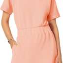 SENSERISE Womens Short Sleeve T Shirt Dresses Crew Neck Solid Color Basic Smocked Waist Dress with Pockets (Pink, L)